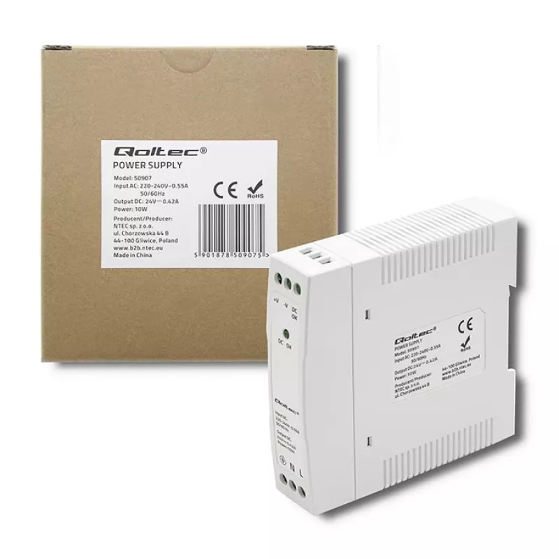 Fuente de alimentación para carril DIN 10W, 24V, 0,42A, slim