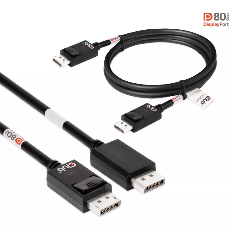Club 3D CAC-1091 cable DisplayPort 2.1, certificado VESA DP80, bidireccional, 4K120Hz / 8K60Hz / 10K30Hz, macho/macho, 1,2 m