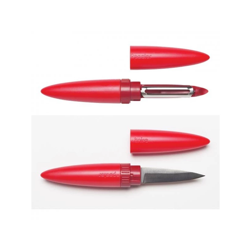 ViceVersa Inky 2-in-1 pelapatatas y rascador con soporte, rojo