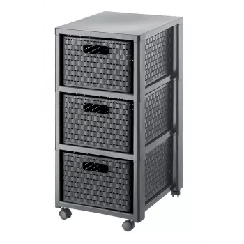 Unidad de almacenamiento con cajones Rotho Country 3 cajones antracita polipropileno 325×375×712 mm con ruedas