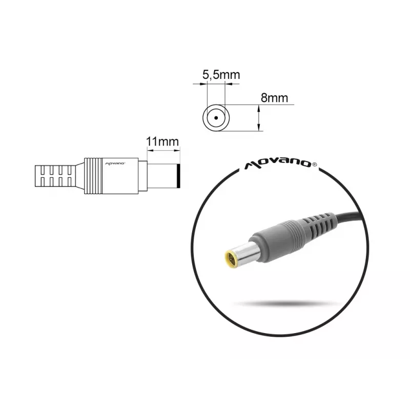 Cargador para portátil MITSU 20V 4,5A (conector hueco 8,0x5,5 mm) para Lenovo