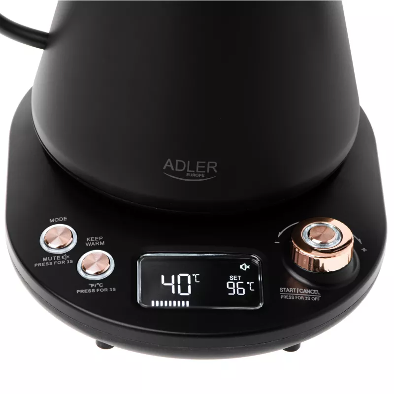 Adler AD 1349 hervidor de agua con pico largo 1,0 L negro