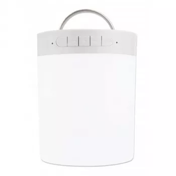 Altavoz Bluetooth Manhattan Sound Science, 5 horas de reproducción, alcance 10 m, lector de tarjetas microSD (32 GB), conexión Aux 3,5 mm, salida 3 W, cable de carga USB-A incluido, batería de 1200 mAh, Bluetooth v5, colgador integrado, blanco, 3 años de garantía