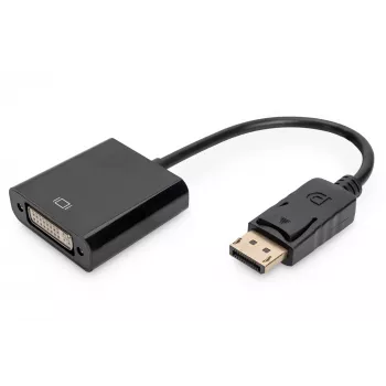 Cable adaptador DisplayPort Assmann. DP - DVI (24+5) M/H. 0,15 m con bloqueo. Compatible con DP 1.1. UL. bl. sin apantallamiento. 32AWG (AK-340409-001-S)