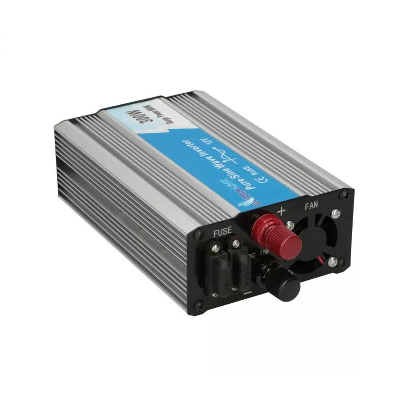 Convertidor de tensión Extralink OPIP-300W 12V 300W onda senoidal pura, carcasa de aluminio, refrigeración activa