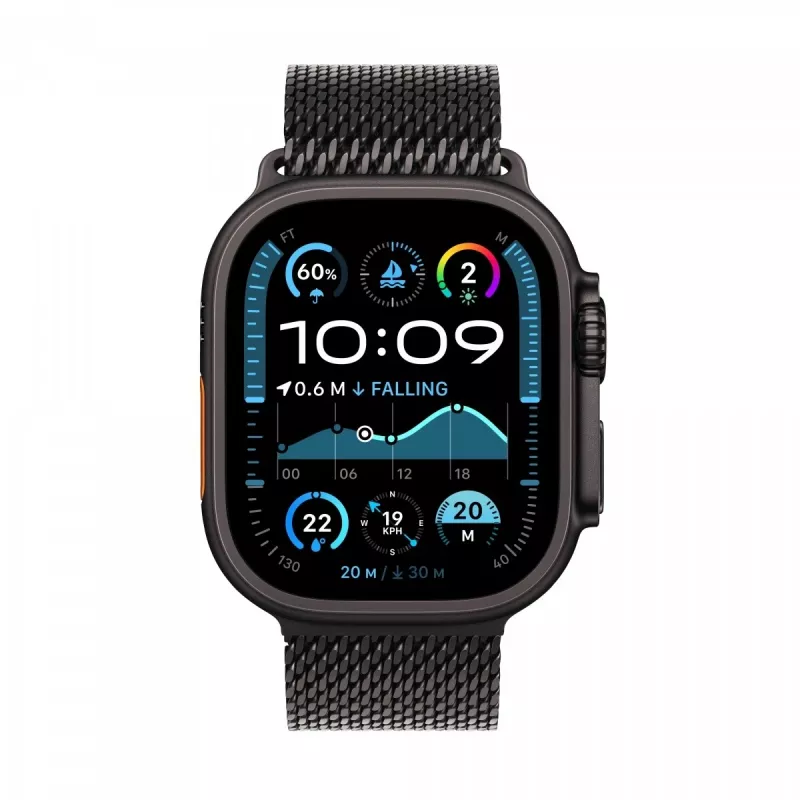 Watch Ultra 2 GPS + Cellular 49 mm Caja de titanio negro con Milanese Loop de titanio negro - M