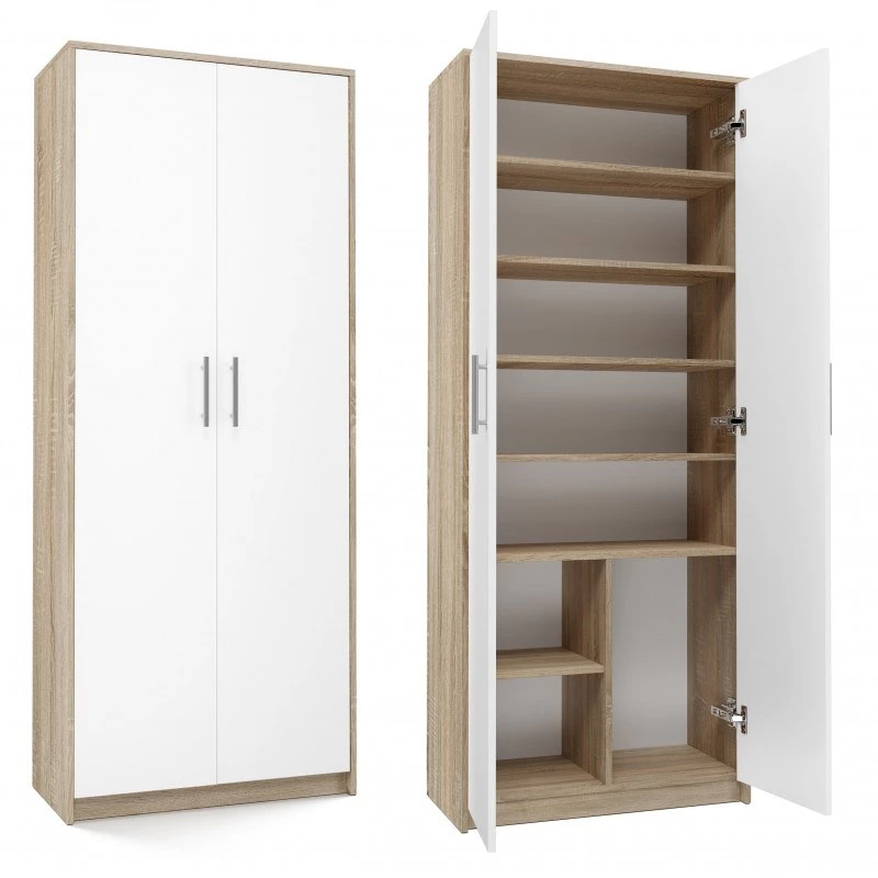 Archivador OLIV 2D 74x35x180 cm, roble Sonoma/blanco