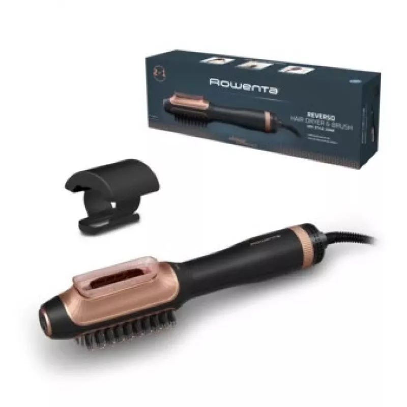 Cepillo de aire caliente ROWENTA CF9840F0 — tecnología Warm, 220–240 V, negro/cobre, función iónica