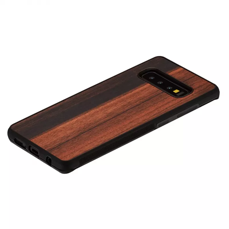 Funda para smartphone man and wood para Samsung Galaxy S10 — ébano negra, parte trasera de madera protectora y parachoques