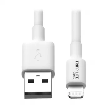 Eaton Tripp Lite Series cable USB-A a Lightning de sincronización/carga (M/M) - certificado MFi, blanco, 3 ft. (0,9 m) - cable de datos/alimentación - USB macho a Lightning
