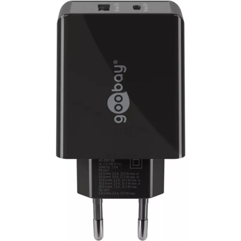 Wentronic 61673 Cargador para dispositivos móviles Universal Negro AC Carga rápida Interior (61673)