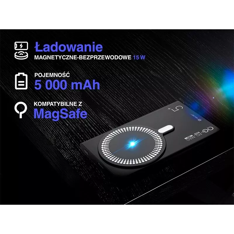 Tracer AirMag2 TRABAT47645 batería externa, 5000 mAh, PD 20 W, carga inalámbrica magnética de 15 W, compatible con MagSafe, negra