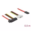 Delock - Cable SATA/SAS - SAS 12Gbit/s - Alimentación interna, 4 pines, SAS interno, 29 pines (SFF-8482) a SATA (H) - 50 cm