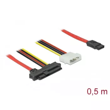 Delock - Cable SATA/SAS - SAS 12Gbit/s - Alimentación interna, 4 pines, SAS interno, 29 pines (SFF-8482) a SATA (H) - 50 cm