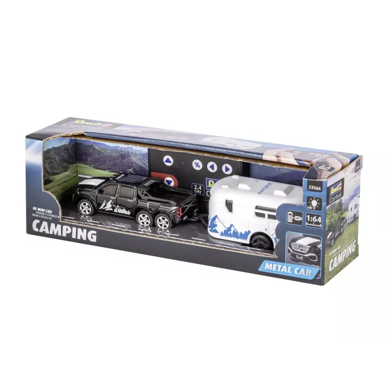 Coche RC con caravana REVELL 23566 — mini modelo teledirigido, a pilas, vehículo de juguete