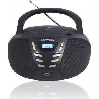 Reproductor de CD portátil Blaupunkt BB7BK — MP3, radio FM, USB, AUX, alimentación por pilas, 2 altavoces integrados, 240×230×128 mm
