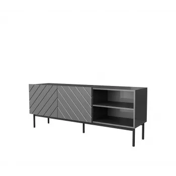 Mueble AV/TV cama meble ABETO RTV sobre estructura de acero negra 150x42x60 cm grafito/grafito brillante