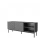 Mueble AV/TV cama meble ABETO RTV sobre estructura de acero negra 150x42x60 cm grafito/grafito brillante