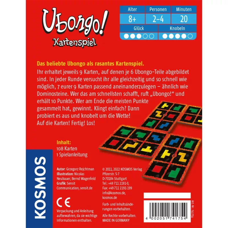 Kosmos Ubongo 20 min juego de cartas