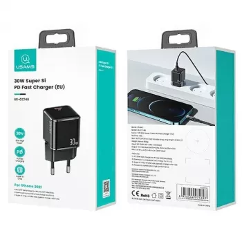 Cargador de pared usams T45 30W USB‑C PD3.0 para smartphones y tablets