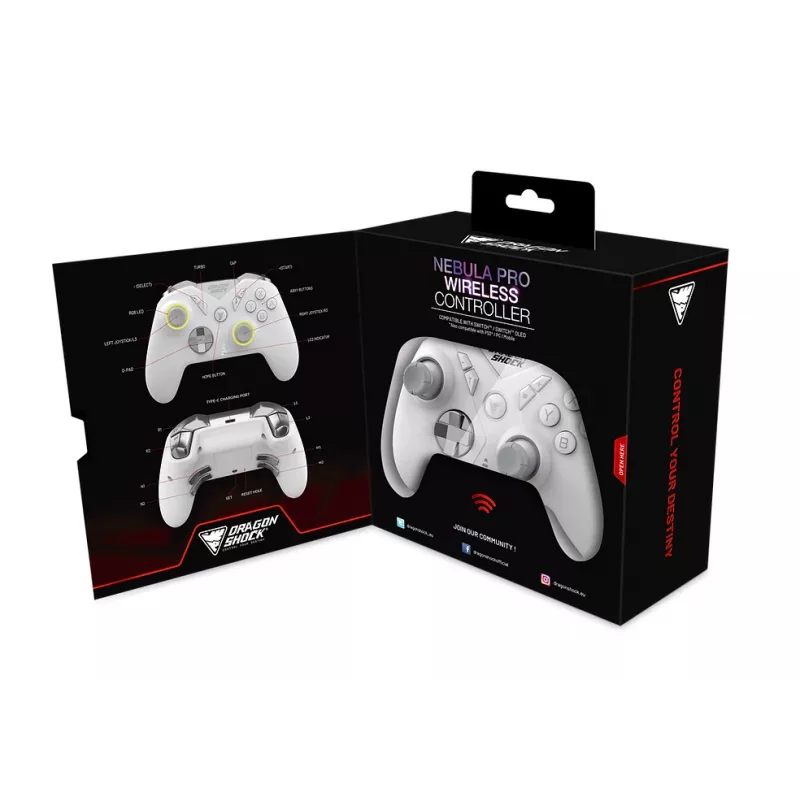 DragonShock Nebula Pro, mando, Nintendo Switch, cruceta, botón Home, botón Start, botón Turbo, Multi, inalámbrico, Bluetooth