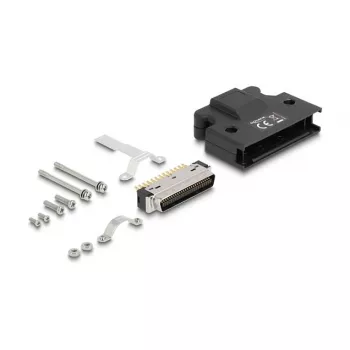 Conector macho MDR DELOCK de 50 pines conexión por soldadura con carcasa, negro, 41,1×50×12,7 mm
