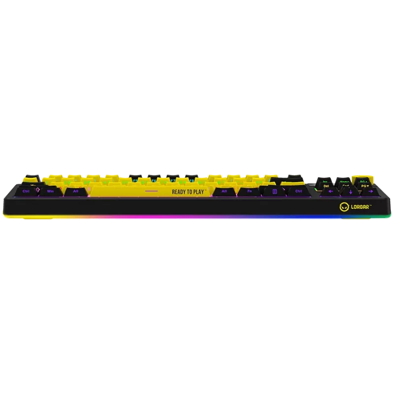 LORGAR KBP70TKLW, Teclado gaming mecánico TKL inalámbrico Pro, Negro/Amarillo, distribución EN