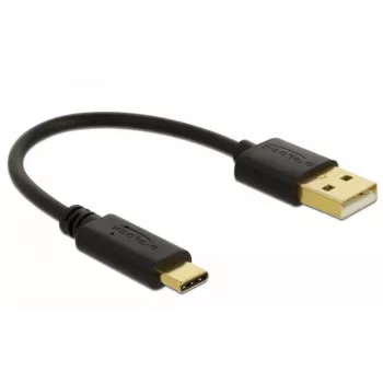 Cable de carga USB DeLOCK Type-A a USB Type-C 15 cm negro
