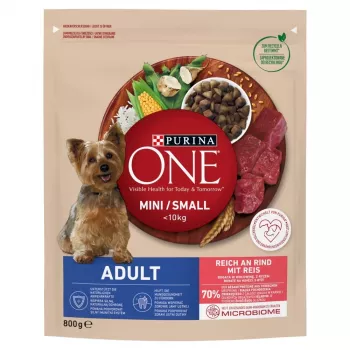 Alimento seco para perros Purina Nestle Mini Adult ternera y arroz 800 g – alimento seco para perros adultos pequeños, 27 % proteína, 17 % grasa