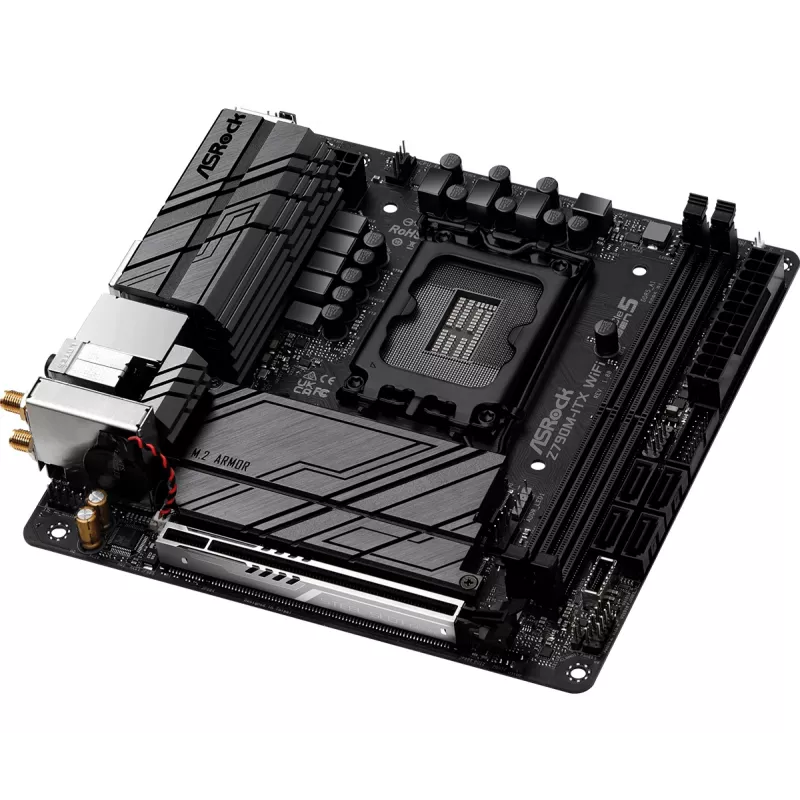 Placa base ASRock Z790M-ITX WiFi — Intel Z790, LGA 1700, mini ITX, DDR5, 2x DIMM, 64GB, 2.5Gb LAN, Wi-Fi 6E