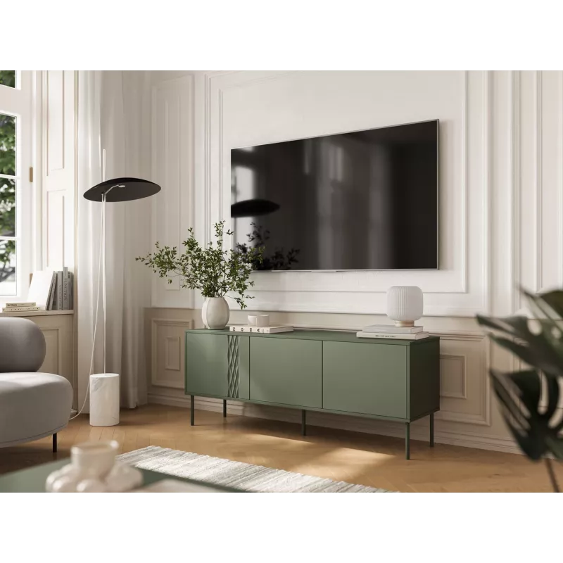 Mueble RTV Cama 3D TRESSE 150x40x55 verde mate