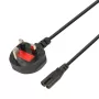 Cable de alimentación IBOX Euro 2 polos 1,8 m con conector macho UK VDE, IEC C7, negro, conductor de cobre