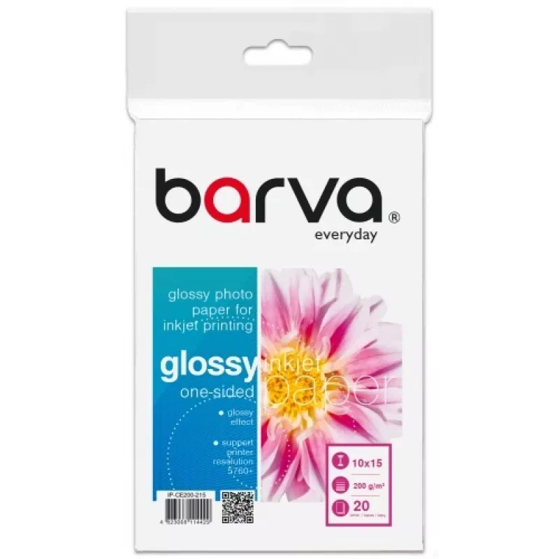 Papel fotográfico Barva (IP-CE200-215) Everyday Glossy 200 g/m², 10x15 cm, 20 hojas