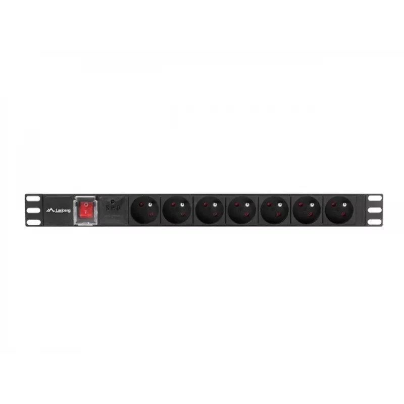 Regleta de alimentación para rack LANBERG PDU (1U, 16A, 7X 230V, 2M)