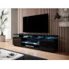 Mueble de TV cama meble EVA 180x40x56 cm, negro brillante, tablero de MDF, estructura negra