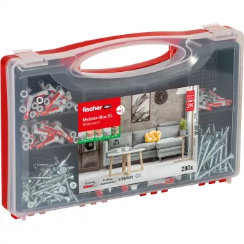 Set de fijación FISCHER Meister-Box XL 210 piezas – surtido de tacos, tornillos y elementos de fijación