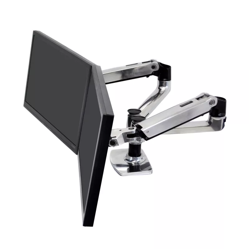 ERGOTRON LX Dual Side-by-Side Arm aluminio pulido plateado
