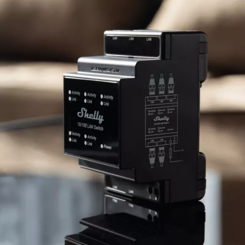 Shelly LAN Switch conmutador inteligente, negro, 110-240 V CA, 1 W
