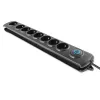 Protector de sobretensión Qoltec 50113 negro 8 salidas AC 230 V 1,8 m