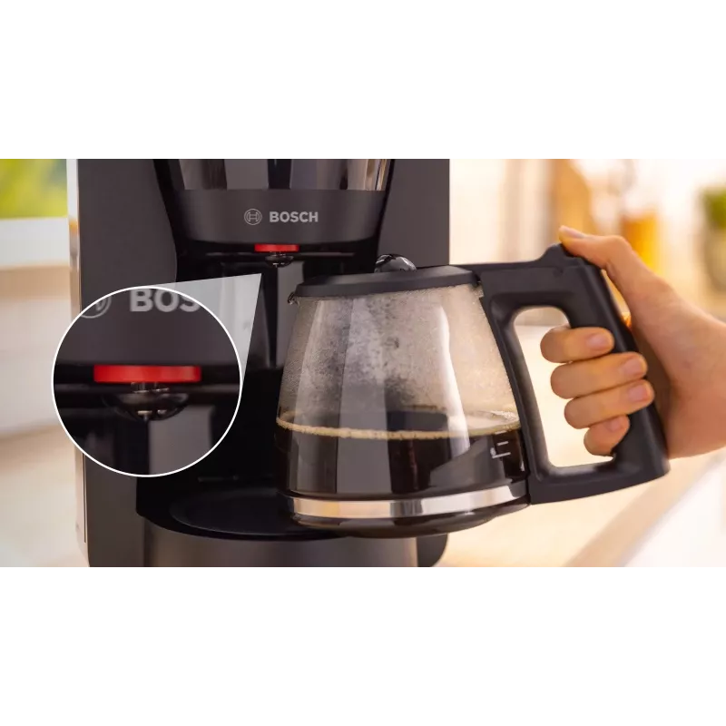 Cafetera de filtro Bosch TKA2M113, depósito de agua de 1,25 l, 15 tazas, negro