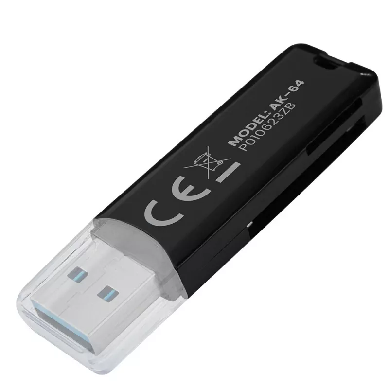 Lector de tarjetas SAVIO AK-64 salida USB 3.2 Gen 1 Type-A, ranura microSD, 5000 Mbit/s, negro