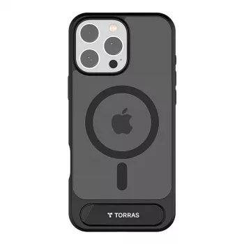 Funda protectora Torras Pstand Series para iPhone 16 Pro — negra