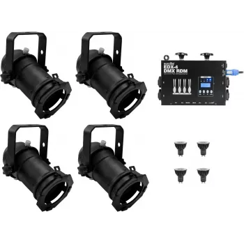 Set de focos PAR-16 EUROLITE dim2warm EDX-4 DMX RDM LED dimmer pack (modelo 20000694)