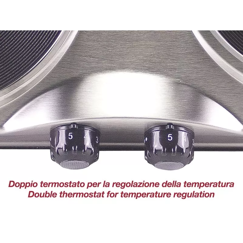 Beper 90.825 superficie de cocción de acero inoxidable, 2 zonas, control manual