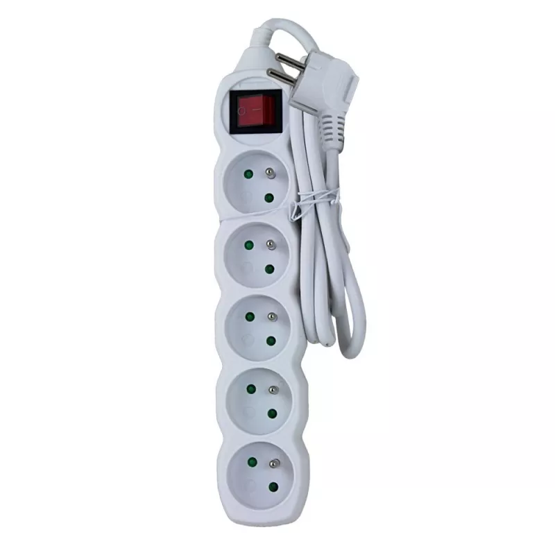 Regleta ESPERANZA ELK214W 1,5 m, 5 tomas de red tipo E, para interiores, blanca