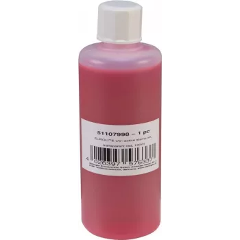 Tinta para almohadilla de sellos EUROLITE UV-activa transparente roja 100 ml, tinta de sellos UV-reactiva transparente roja