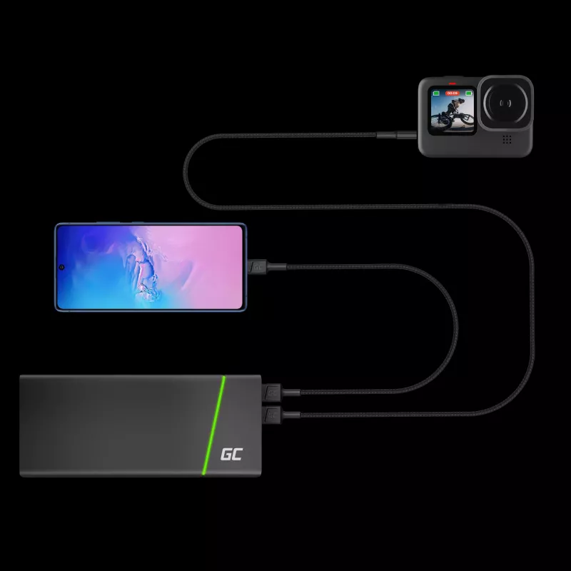 Cable USB Green Cell KABGC19 USB 2.0 2m USB A USB C negro
