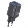 usams cargador rápido USB-C GaN de 30 W USA001446 — cargador de pared portátil USB-C PD de 30 W, negro