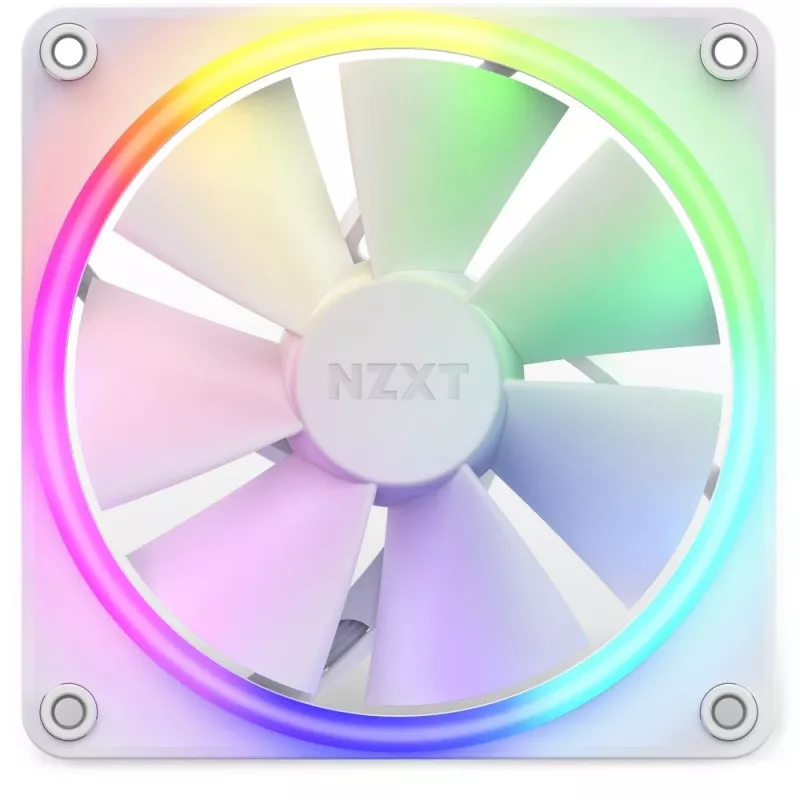 Ventilador de carcasa NZXT F120 RGB 120 mm blanco, 4 pines, 1800 rpm, 50,18 CFM, 18 LED