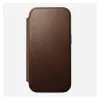 Funda tipo folio de cuero para móvil Nomad Modern Leather Folio para iPhone 17 Pro – marrón, compatible con 6,3